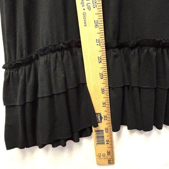 EASEL Tank Dress 2 Tier Ruffled Black Knit Hem Extender Swing Dress - Picture 4 of 6